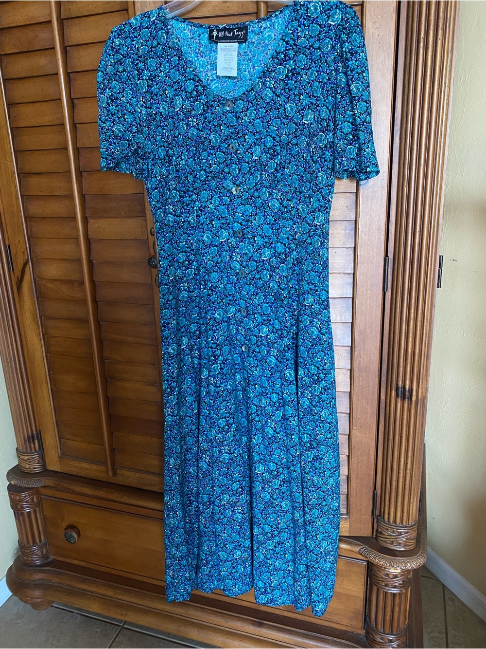 All That Jazz Blue-Teal Floral Midi Dress